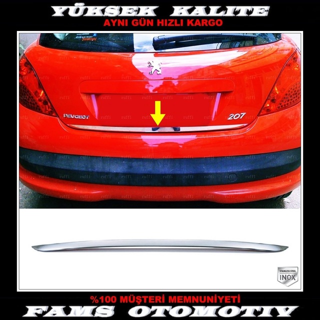 Peugeot 207 Krom Bagaj Alt Çıtası 2006 Üzeri P.Çelik N11.5044
