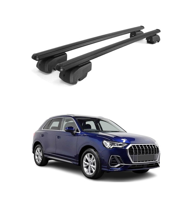 Audi Q3 Iı 2018-2025 Arası Uyumlu Port Bagaj Taşıyıcı Ara Atkı Alüminyum Siyah 2 Parça