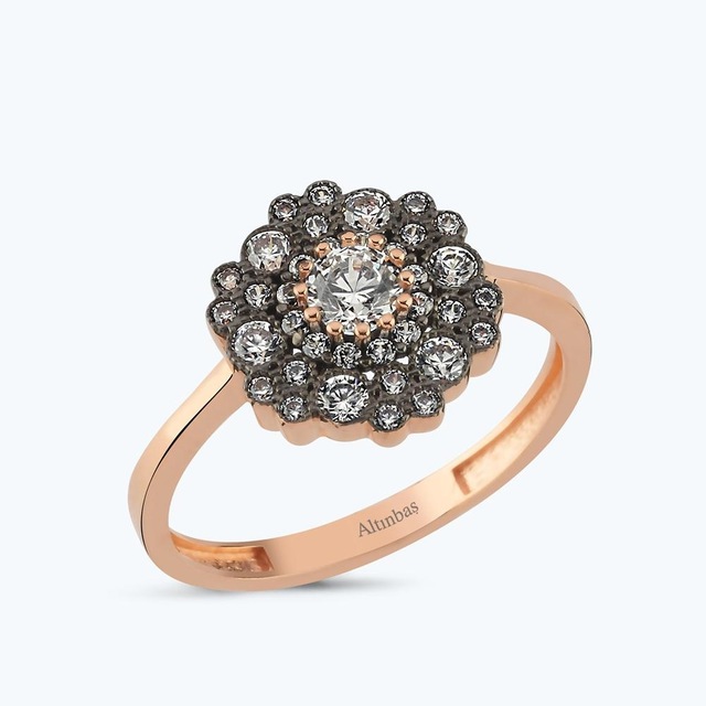 Altınbaş Altın Vintage Çiçek Yüzük Ayz0088-r-25938 Çok Renkli
