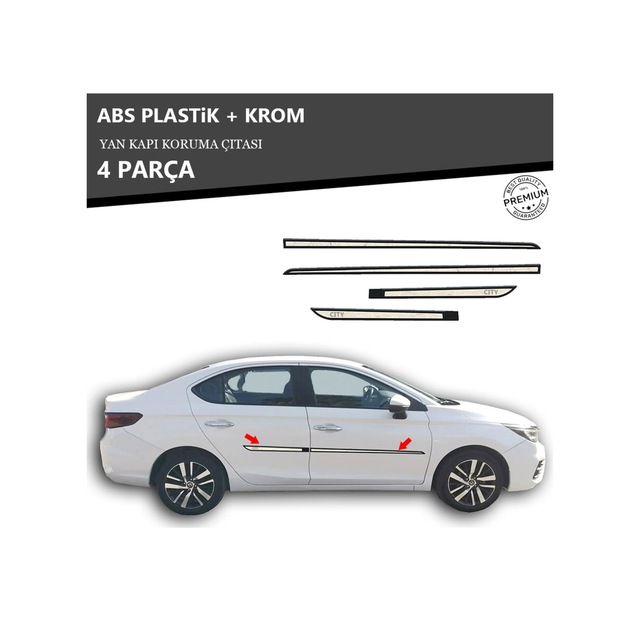 Honda City 2020 Üzeri Yan Kapı Koruma Çıtası Plastik + Krom Unvrslppkçt00038