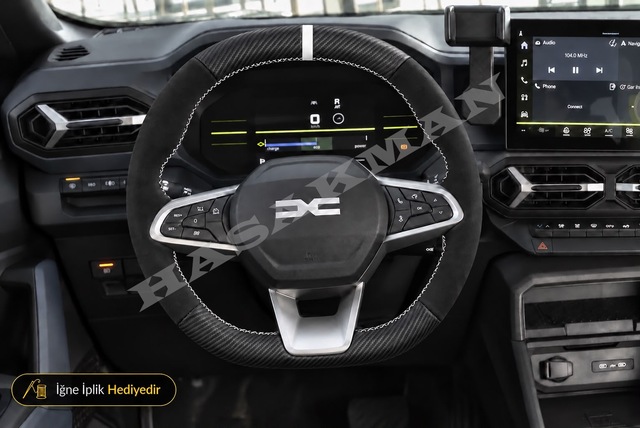 Dacia Striker Dikme Direksiyon Kılıfı Alcantara Süet Mat Karbon Beyaz Yüzük Ve Dikiş 2026