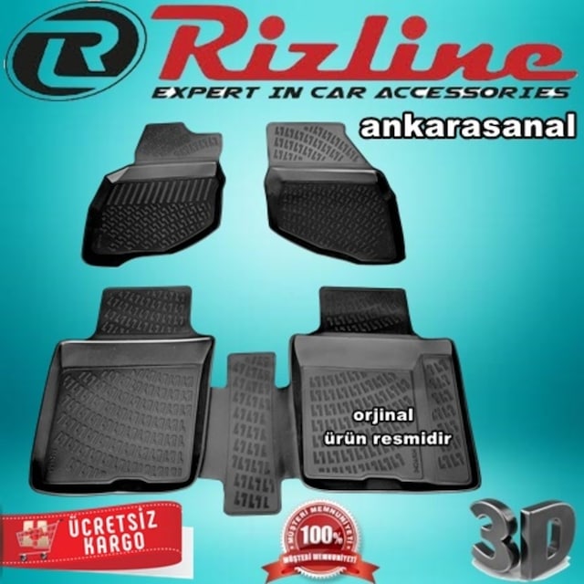 Rizline Honda Jazz 3D Paspas Havuzlu Siyah Hb 2002-2008 Arası N11.10386