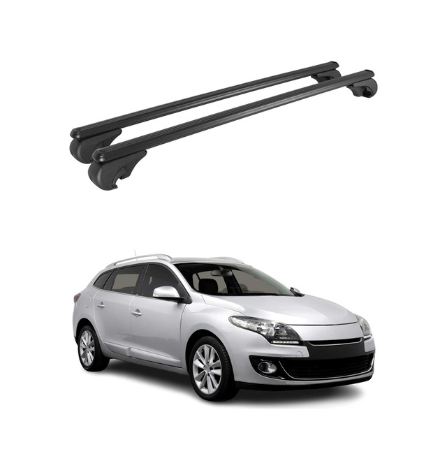 Renault Megane Iıı Grandtour 2009-2016 Arası Uyumlu Port Bagaj Taşıyıcı Ara Atkı Alüminyum Siyah 2 Parça