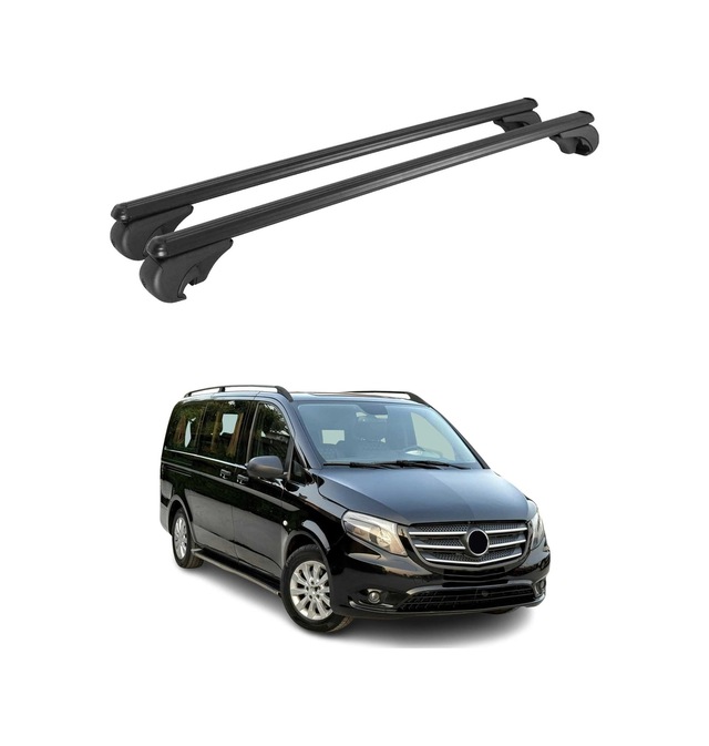 Mercedes Vito W447 2014-2027 Arası Uyumlu Port Bagaj Taşıyıcı Ara Atkı Alüminyum Siyah 2 Parça