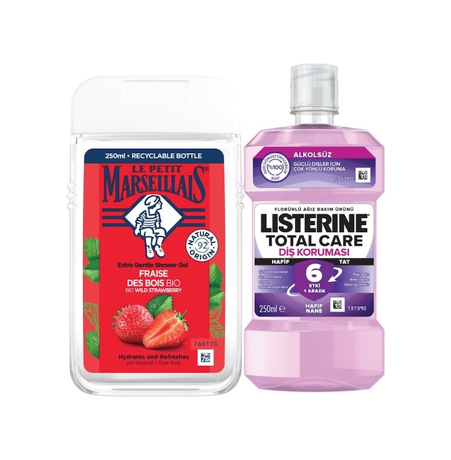 Listerine Total Care Hafif Tat Alkolsüz 250 Ml + Le Petit Marseillais Çilek 250 Ml