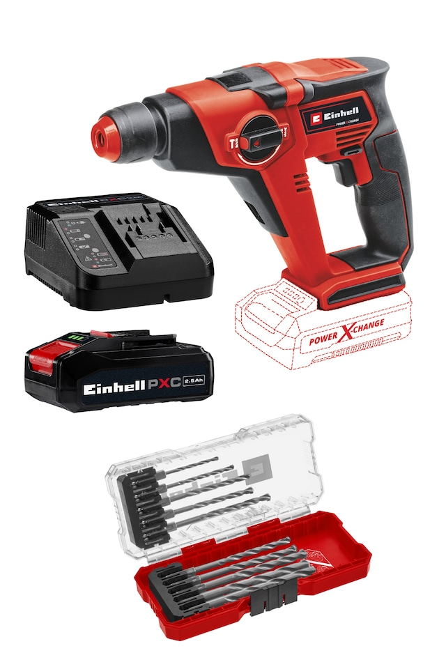 Einhell TE-HD 18/12 Li, Akülü Pnömatik Matkap Seti ( 2,5 Ah Akü ve Şarj Cihazı , 10 Parça Uç Seti Dahildir )