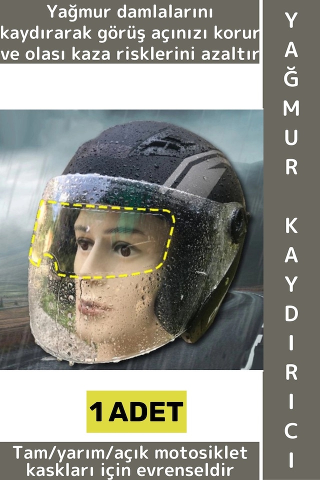 Motoraksesuar Universal Açık Tam Yarım Motor Kaskı Uyumlu Görüş Açısı Koruyucu Yağmur Kaydırıcı
