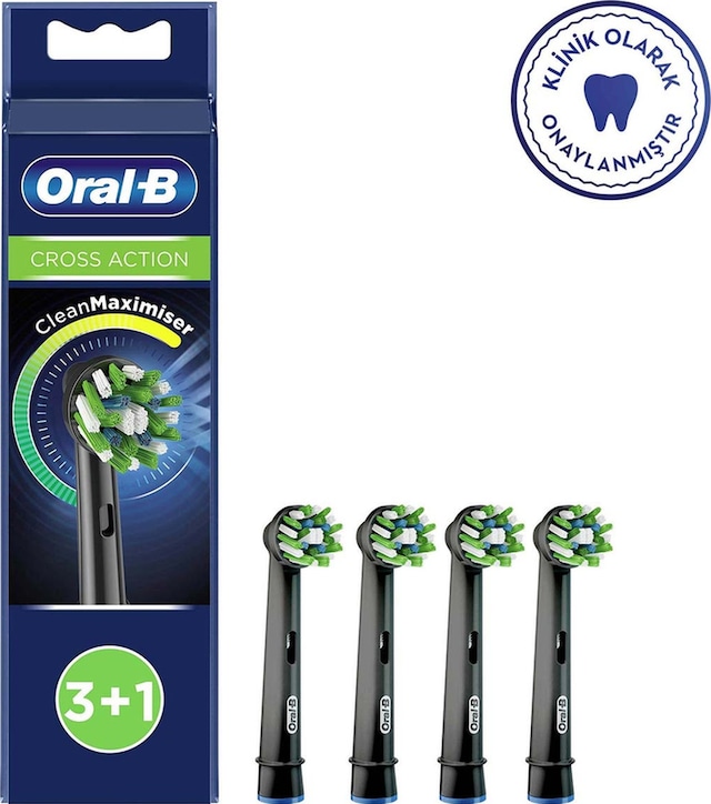 Oral-B Cross Action Clean Maximizer 3+1 Yedek Fırça Başlığı Siyah