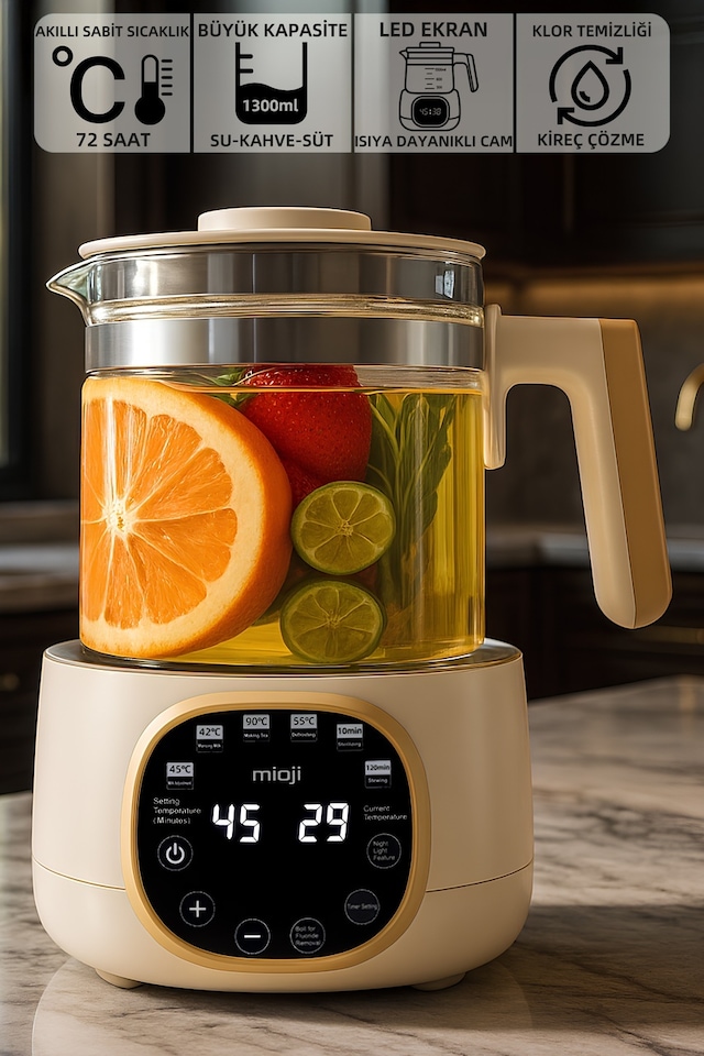 Mioji Mio K99 Çok Fonksiyonlu Isı Kontrolü LED Ekranlı Elektrikli Mama Kettle