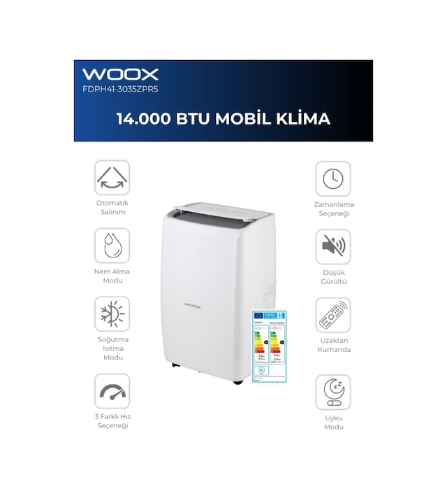 Woox FDPH41-3035ZPR5 14.000 BTU Taşınabilir Portatif Mobil Klima