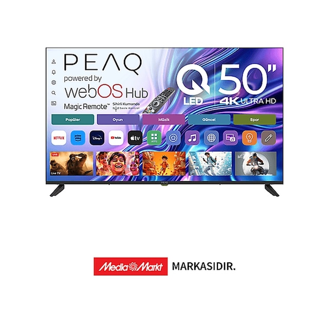 Peaq 50Q90 50" QLED Smart Tv Webos İşletim Sistemli Dahili Uydu Alıcılı 4K UHD TV
