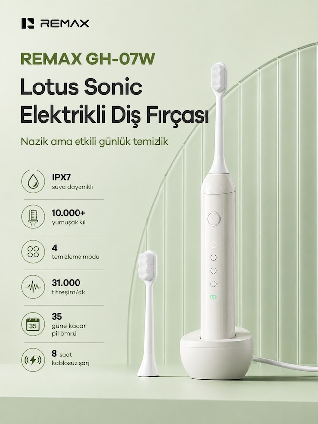 Remax Lotus Gh-07w Sonic Şarjlı Elektrikli Diş Fırçası
