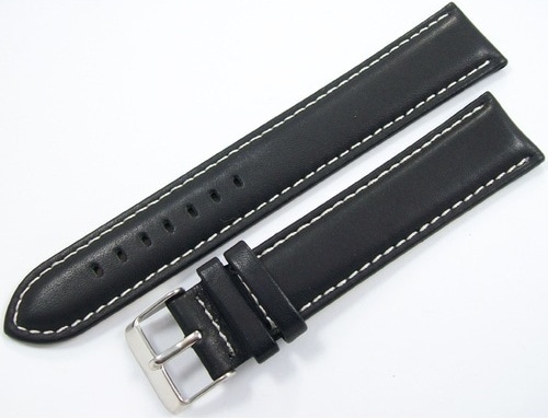 Bizon Deri Saat Kayışı 18Mm Siyah Desensiz Saat Kordonu Dikişli