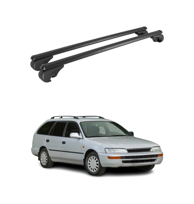 Toyota Corolla Vıı Station Wagon 1992-1997 Arası Uyumlu Port Bagaj Taşıyıcı Ara Atkı Alüminyum Siyah 2 Parça