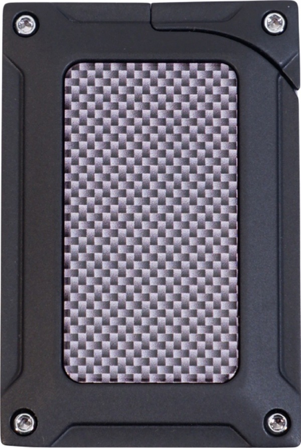 Caseti Tek Torch Pürmüz Siyah Karbon Desenli Metal Puro Çakmağı