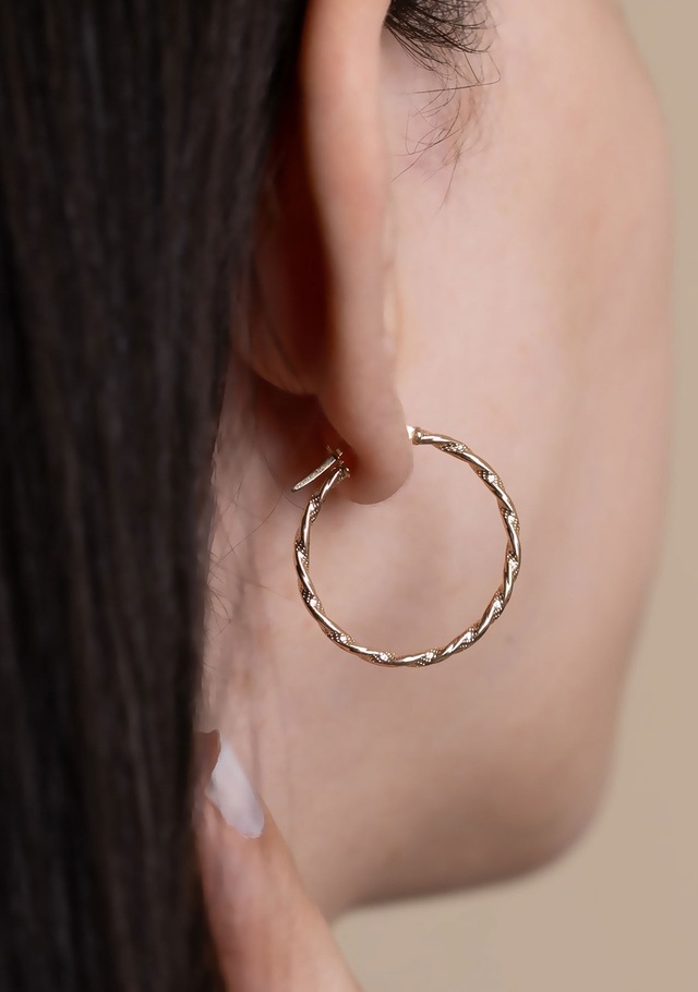 14 Ayar Altın Burgu Halka Küpe 2.5 Cm Sarı Altın