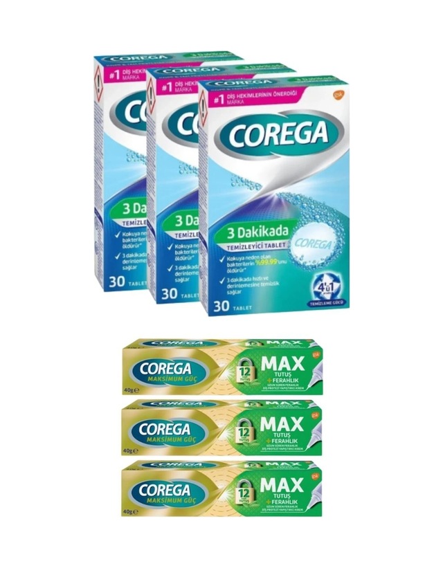 X3 3 Dakikada Diş Protezi Temizleyici 30 Tablet + X3 Max Tutuş + Ferahlık Protez Yapıştırıcı 40 Gr