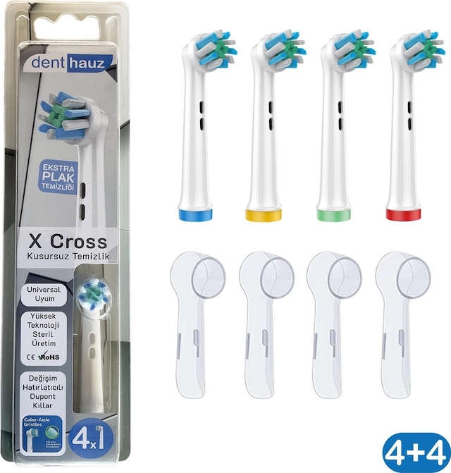 X Cross - Kusursuz Temizlik Oral-b Uyumlu Diş Fırçası Başlığı + Fırça Koruma Kapağı