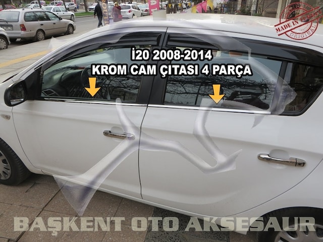 Hyundai İ20 Krom Cam Çıtası 4 Parça 2008-2014 Paslanmaz Çelik