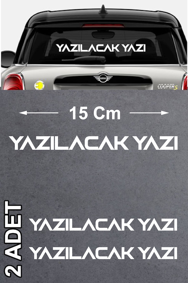 Kişiye Özel Yazı 2 Adet Sticker - Araba Oto Motosiklet Karavan Cam Sticker - 00122 15 Cm