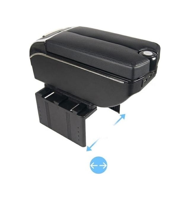 Peugeot 2008 2020 Üzeri Uyumlu Kol Dayama Kolçak Usb'li Bardaklıklı Çift Açılır Siyah Deri 1.sınıf