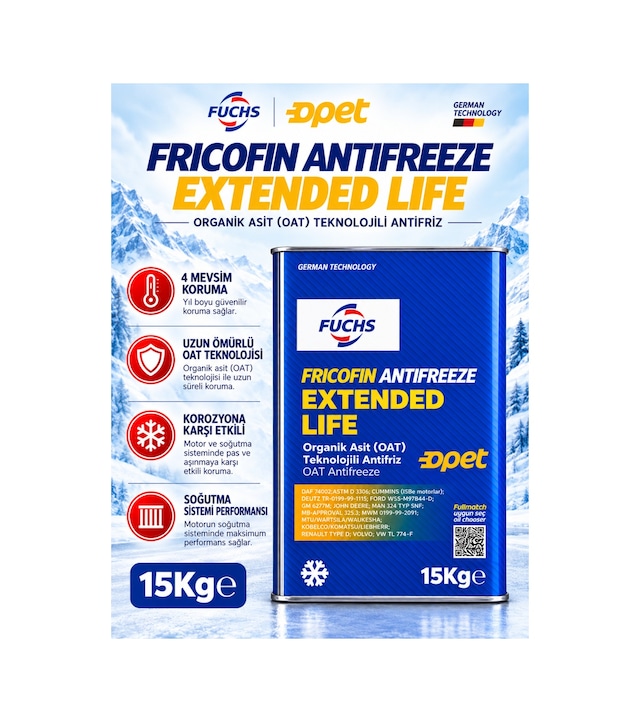 Opet Fuchs Extended Life 15 Kg Oat Organik Uzun Ömürlü Konsantre Antifriz