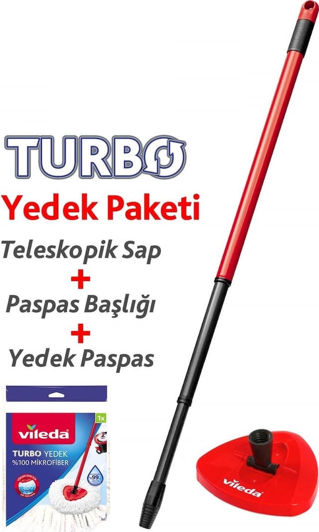 Vileda Turbo Yedek Paketi Sap + Classic Üçgen Başlık + Paspas