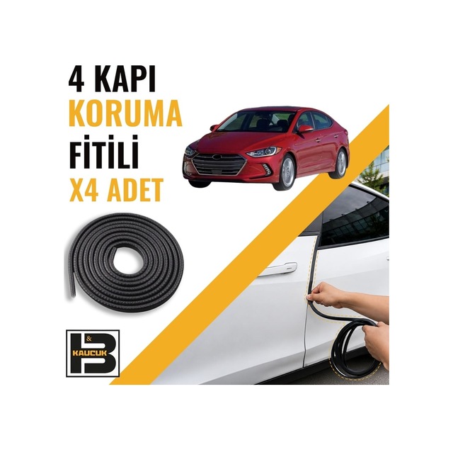 Hyundai Elantra 2016-2020 Kapı Koruma Fitili-4 Kapı-siyah-bm2251