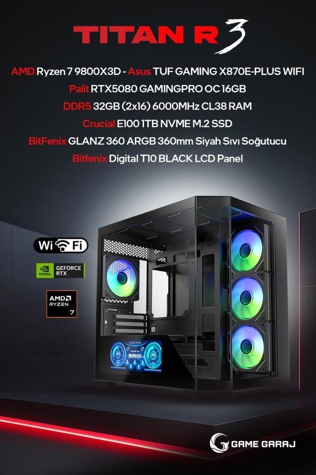 Game Garaj TITAN-R3 Ryzen 7 9800X3D RTX 5080 32GB RAM 1TB SSD