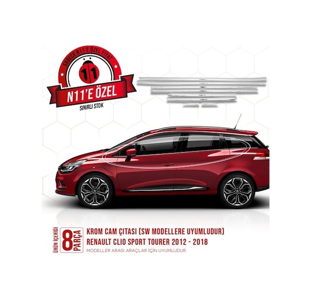 intakrom Renault Clio 4 Sport Tourer Krom Cam Çıtası 8 Parça 2012-2018 N11.5128