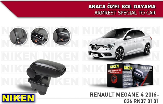 Renault Megane 4 2016- Kol Dayama Kolçak Geçmeli Abs Siyah