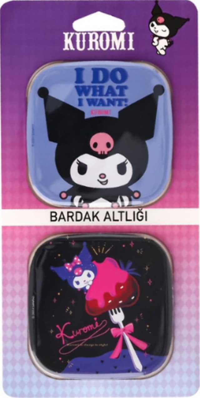 Kuromi & Hello Kitty Lisanslı 2'li Bardak Altlığı