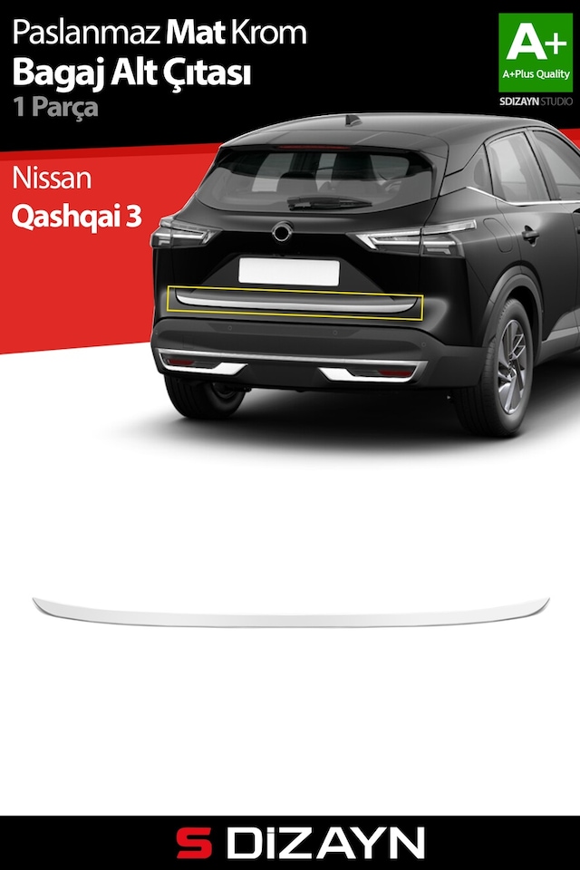 S-dizayn Nissan Qashqai Krom Bagaj Alt Çıtası 2021 Üzeri A+ Kalite Mat Krom