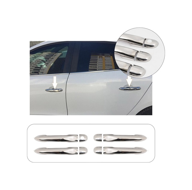 Renault Megane 3 Uyumlu 2009-2016 Krom Kapı Kolu 4 Kapı Sensörsüz Paslanmaz Çelik
