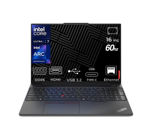 Lenovo Thinkpad E16 G3 21SR006RTX-K41 Ultra 7-255H 16 GB 512 GB SSD 16" W11P Dizüstü Bilgisayar