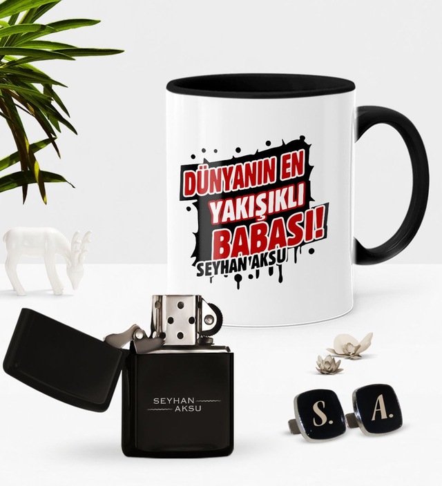 Kişiye Özel Dünyanın En Yakışıklı Babası Siyah Kupa Çakmak Kol Dü N11.901