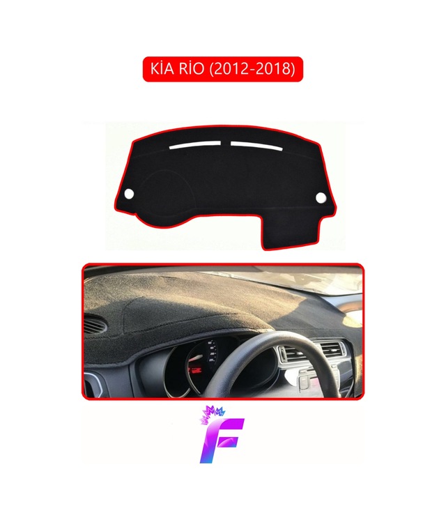 Kia Rio 2012-2018 Uyumlu Torpido Örtüsü Kolay Montaj Yansıma Önleyici Tam Koruma G75 Kırmızı