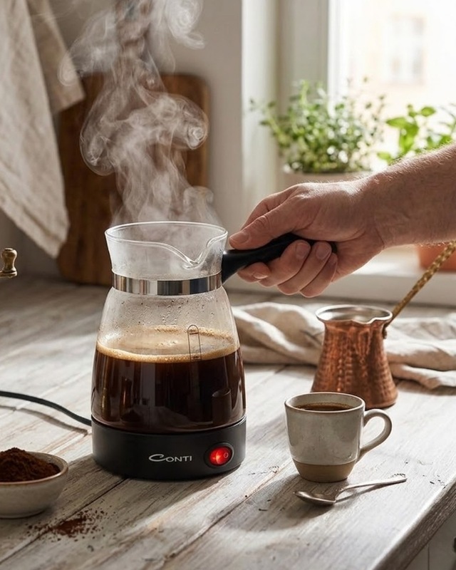 Cam Cezve Kahve Makinesi 650w Elektrikli 5 Fincan Kapasiteli Türk Kahvesi Makinesi - Lisinya