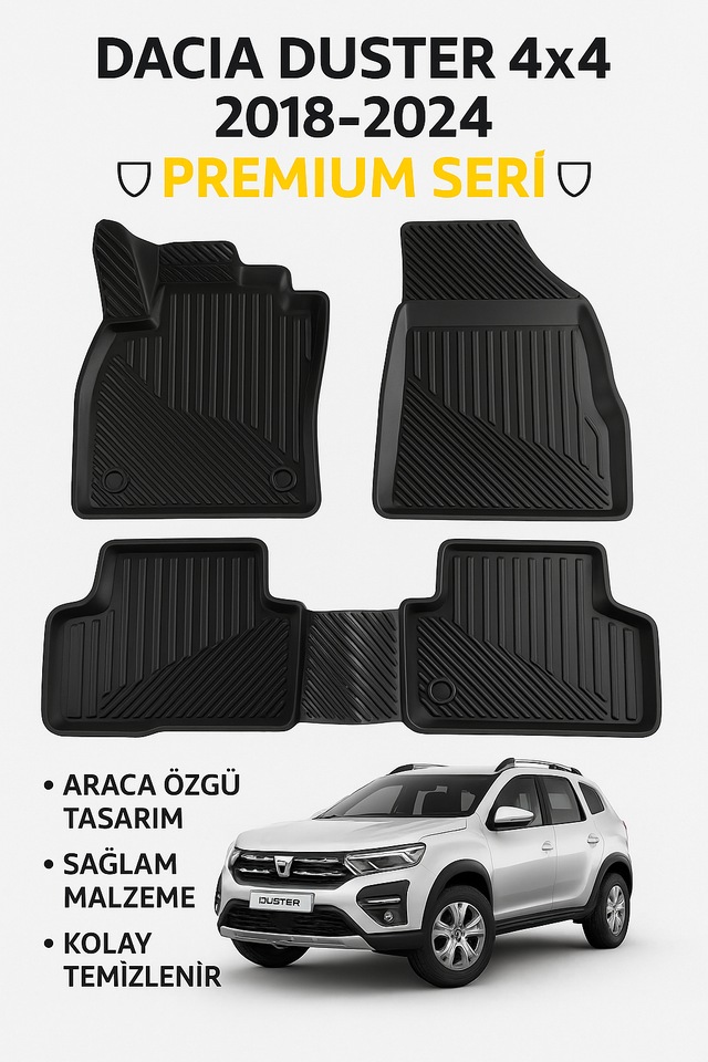 Dacia Duster 4x2 2018-2022+uyumlu 3d Oto Paspas Premium