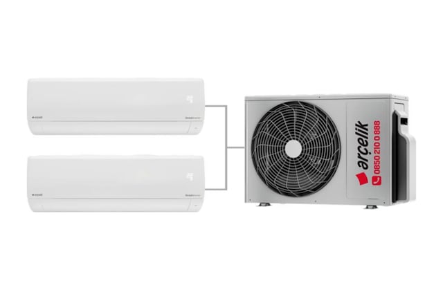Arçelik 1+2 Multi Sistem 24100 MD Pro Dış Ünite 12.000 BTU Beyaz İç Ünite + 24.000 BTU Beyaz İç Ünite Duvar Tipi Klima