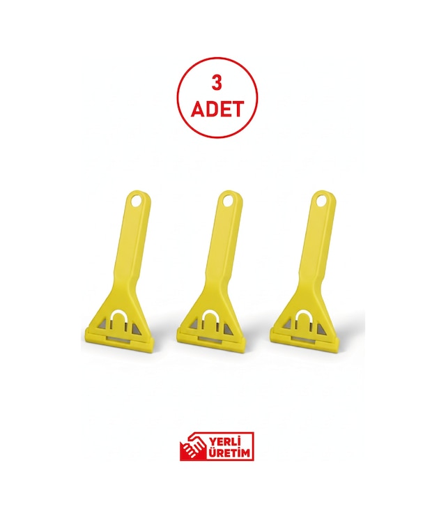 Cam Kazıma Bıçağı 3 Lü Set Paslanmaz Çelik, Ergonomik Saplı, Güvenli Temizlik Aracı Diğer