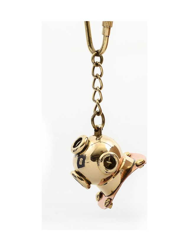 1 Adet Pirinç Dalgıç Başlığı Anahtarlık 10 Cm Pirinç Deniz Temalı Aksesuar, Anahtar Tutucu, Keychain, Dekoratif