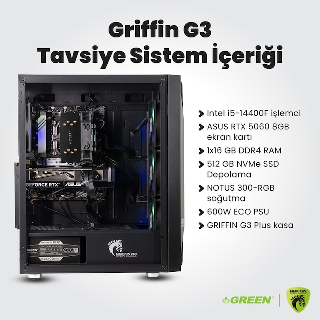 Green GRIFFIN G3 PLUS Core i5-14400F RTX 5060 16GB RAM 512GB SSD