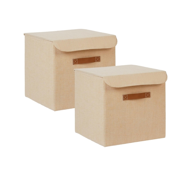 2'li Jüt Keten Kumaş Kutu Set 30 X 30 X 30 Cm