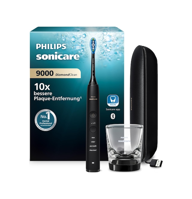 Philips Sonicare Diamondclean 9000 Elektrikli Diş Fırçası, Uygulamalı Sonik Diş Fırçası, Basınç Sensörü, 4 Fırçalama Modu, 3 Yoğunluk Seviyesi, Şarj Camı Ve Usb Seyahat Çantası, Siyah, Model Hx9911/09