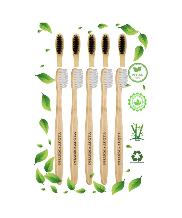 Pharma Acqua 10 Lu Set -5 Adet Beyaz 5 Adet Siyah Bambu Diş Fırçası