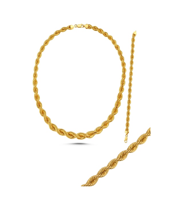 14 Ayar Altın Süzme Halat Kolye Bileklik Set