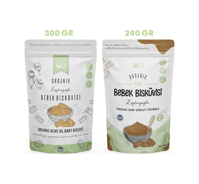 OG natural Organik Bebek Bisküvisi ve Bisküvi Tozu Seti +6 Ay