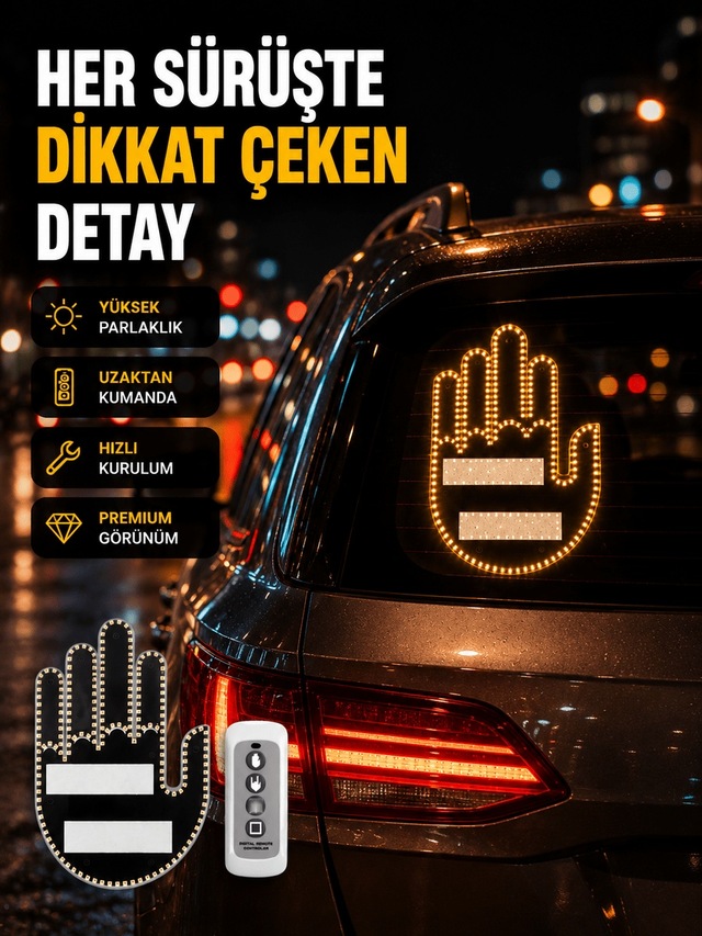 Uzaktan Kumandalı Led El Park Uyarı Cihazı Suya Dayanıklı Enerji