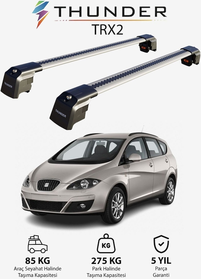 Seat Altea Xl 2006-2015 Trx2 Thunder Carrier Kilitli Ara Atkı Taşıyıcı Tavan Barı Siyah